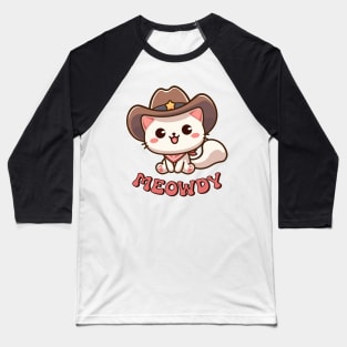 Meowdy Kawaii Cat Wearing a Cowboy Hat Baseball T-Shirt